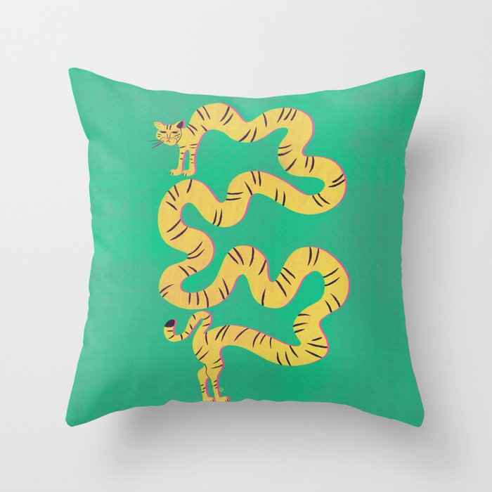 Playful Twisting Tiger Throw Pillow Gallery Image 6