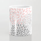 Festive, Floral Prints, Leaves and Blooms, Pink, Gray and White Coffee Mug Gallery Image 4