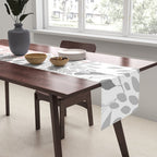 Festive, Floral Prints, Leaves and Blooms, Pink, Gray and White Table Runner Gallery Image 2