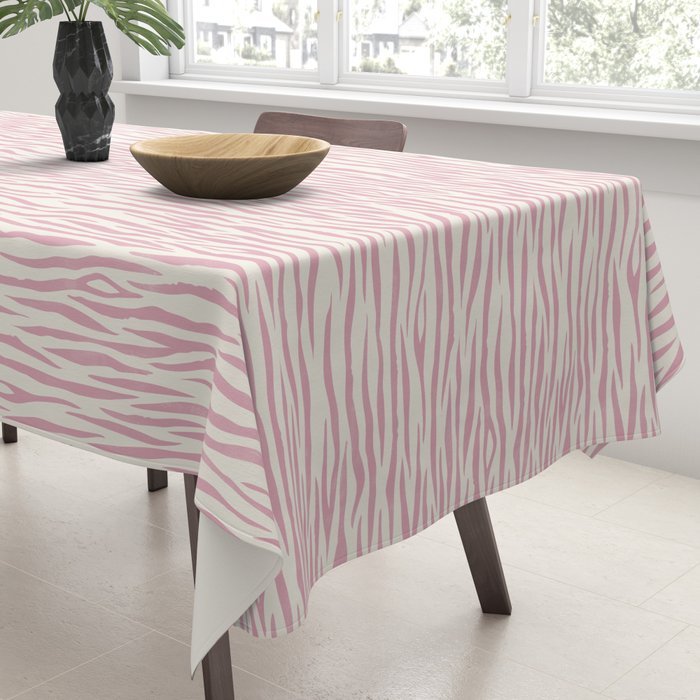 Tiger Stripes In Pink and Cream Tablecloth Gallery Image 3