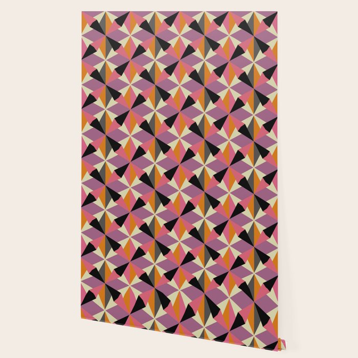 Geometric Color Utopia orange, lilac, gray, cream and black Wallpaper Gallery Image 2