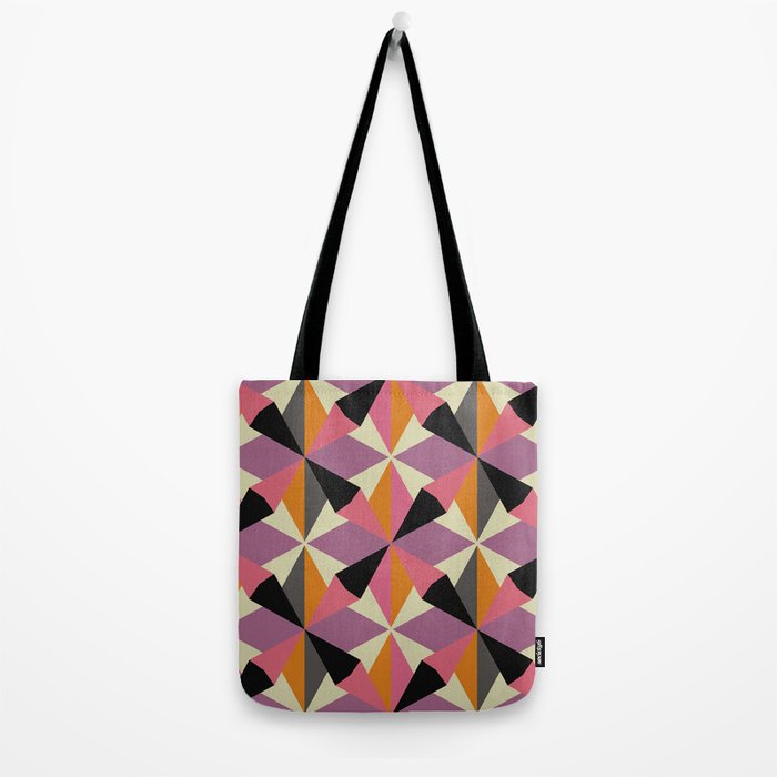 Geometric Color Utopia orange, lilac, gray, cream and black Tote Bag Gallery Image 2