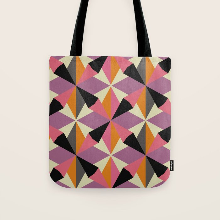 Geometric Color Utopia orange, lilac, gray, cream and black Tote Bag Gallery Image 1