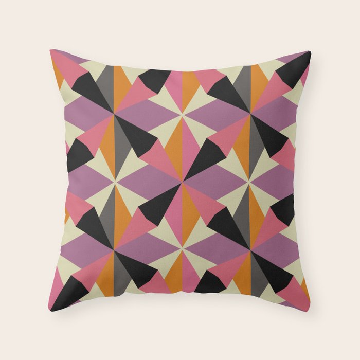 Geometric Color Utopia orange, lilac, gray, cream and black Throw Pillow Gallery Image 6