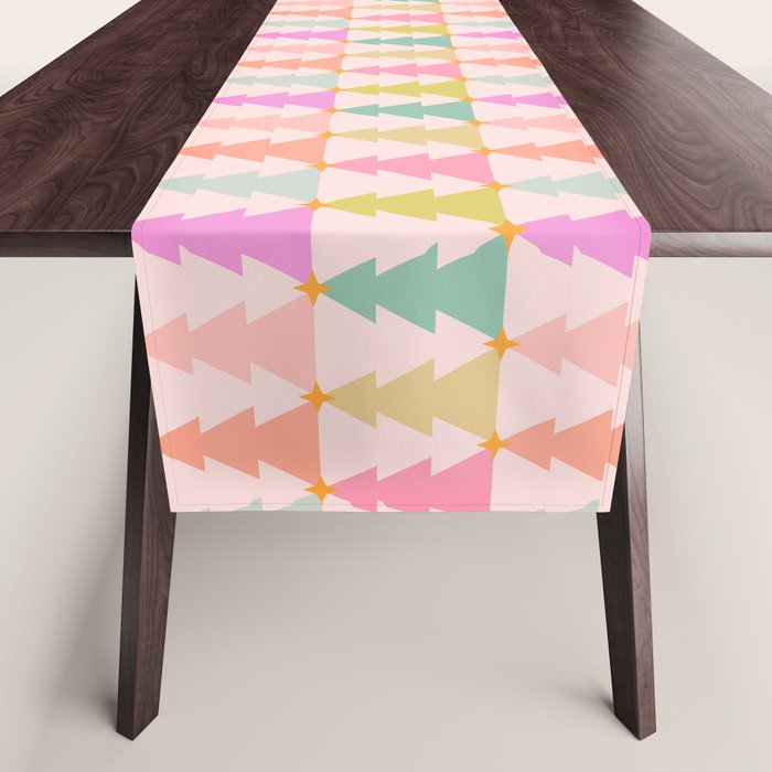 Christmas trees pastel geometric pattern Table Runner Gallery Image 1