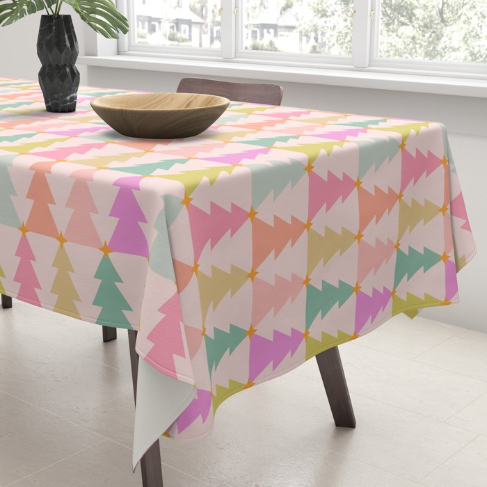 Christmas trees pastel geometric pattern Tablecloth Gallery Image 3