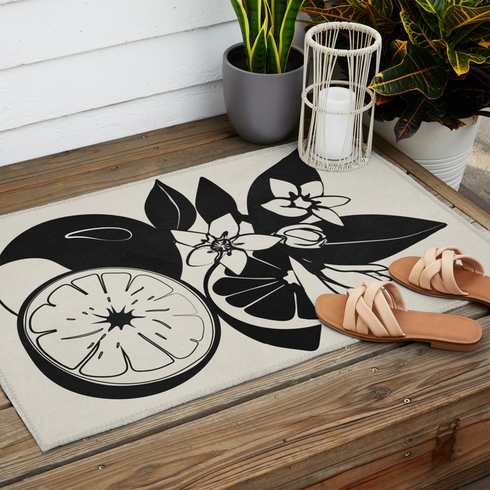 Line Art Oranges 1 Outdoor Rug Gallery Image 2