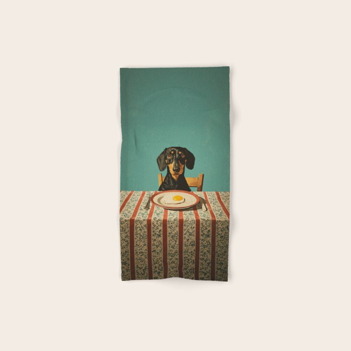Dachshund Waiting For Breakfast Bath Towel Gallery Image 1