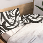 Abstract black and white paint brush stroke pattern Pillow Sham Gallery Image 2