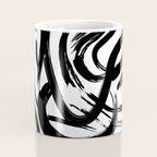 Abstract black and white paint brush stroke pattern Coffee Mug Gallery Image 4