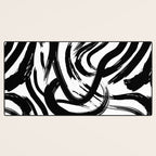 Abstract black and white paint brush stroke pattern Desk Mat Gallery Image 3