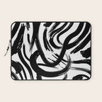 Abstract black and white paint brush stroke pattern Laptop Sleeve Gallery Image 1