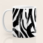 Abstract black and white paint brush stroke pattern Coffee Mug Gallery Image 3