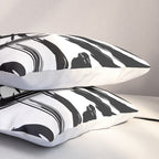 Abstract black and white paint brush stroke pattern Pillow Sham Gallery Image 3