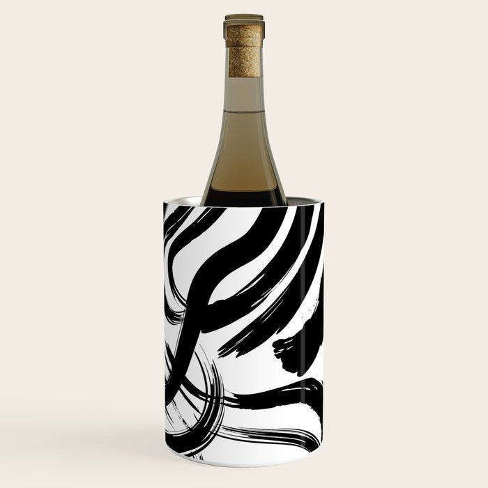 Abstract black and white paint brush stroke pattern Wine Chiller Gallery Image 3