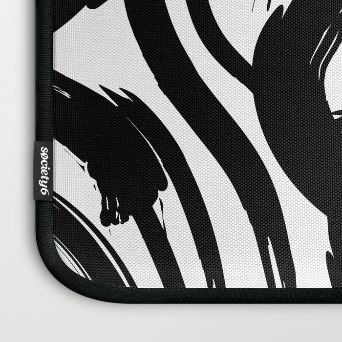 Abstract black and white paint brush stroke pattern Laptop Sleeve Gallery Image 3