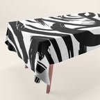 Abstract black and white paint brush stroke pattern Tablecloth Gallery Image 1