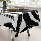 Abstract black and white paint brush stroke pattern Tablecloth Gallery Image 3