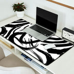 Abstract black and white paint brush stroke pattern Desk Mat Gallery Image 2