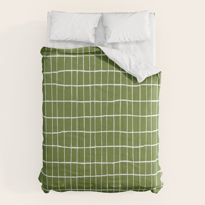 Olive Green Grid | PATTERN 05: The Retro Edition Comforter Gallery Image 1