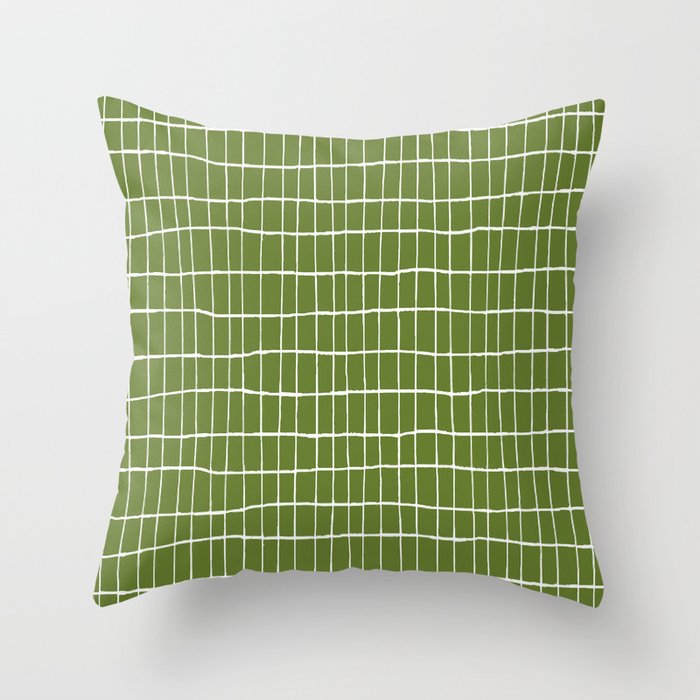 Olive Green Grid | PATTERN 05: The Retro Edition Throw Pillow Gallery Image 6