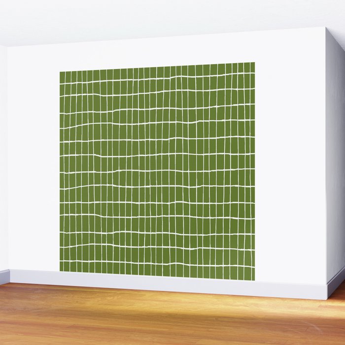 Olive Green Grid | PATTERN 05: The Retro Edition Wall Mural Gallery Image 2