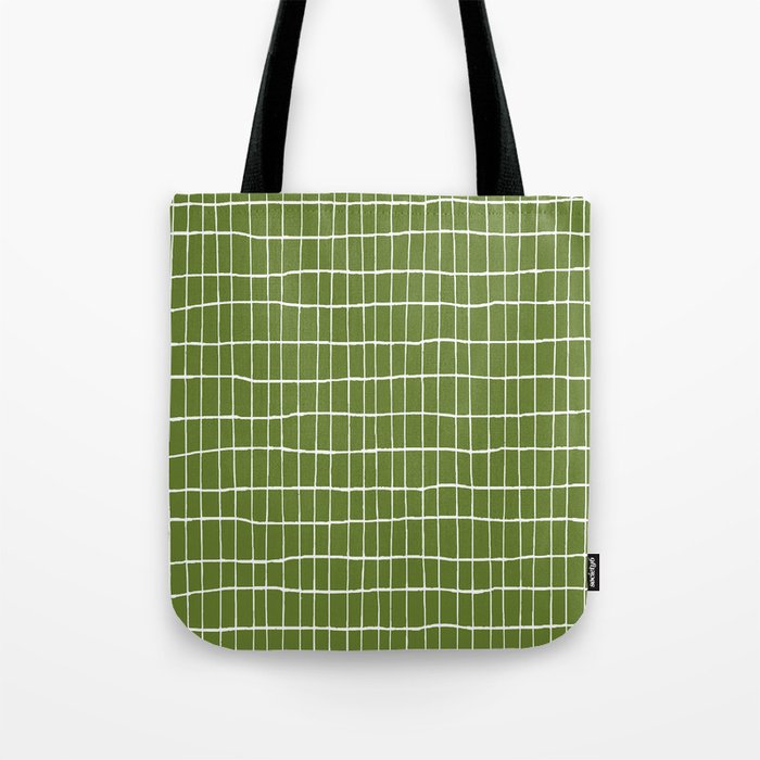 Olive Green Grid | PATTERN 05: The Retro Edition Tote Bag Gallery Image 1