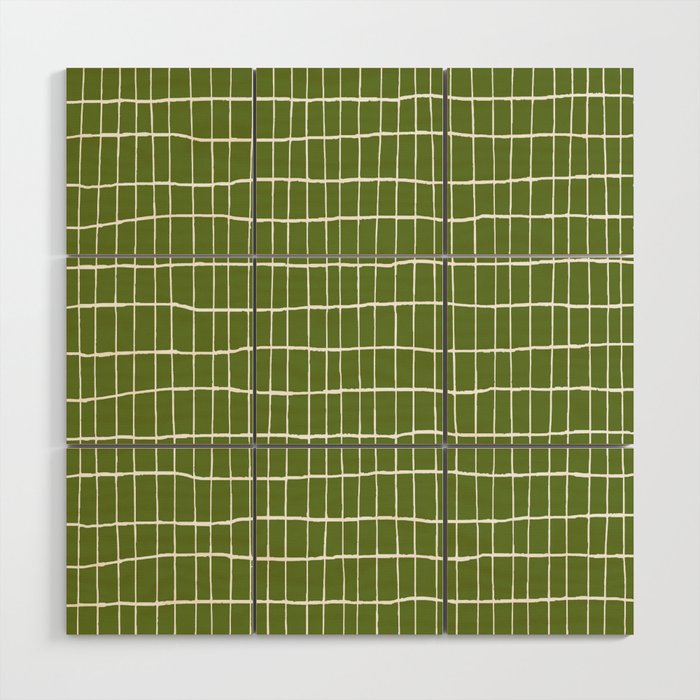 Olive Green Grid | PATTERN 05: The Retro Edition Wood Wall Art Gallery Image 1