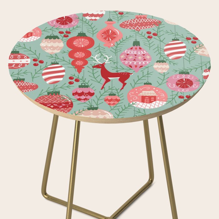 Mid-Century Ornaments in Red and Mint Side Table Gallery Image 2