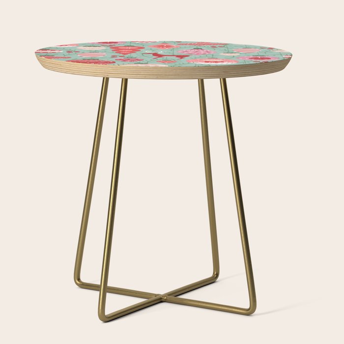 Mid-Century Ornaments in Red and Mint Side Table Gallery Image 1