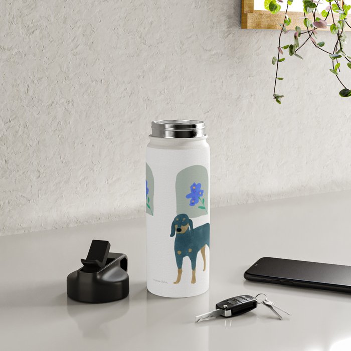 Dog and a Mini Half-Round Window - Indigo and White Water Bottle Gallery Image 4