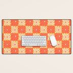 Retro checkered flower art pattern Desk Mat Gallery Image 1