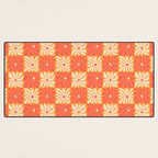 Retro checkered flower art pattern Desk Mat Gallery Image 3