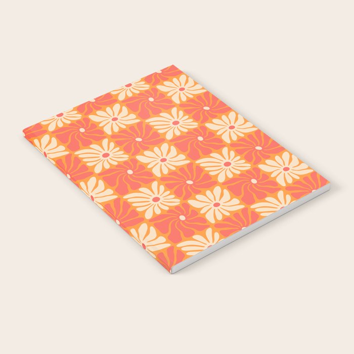 Retro checkered flower art pattern Notebook Gallery Image 1