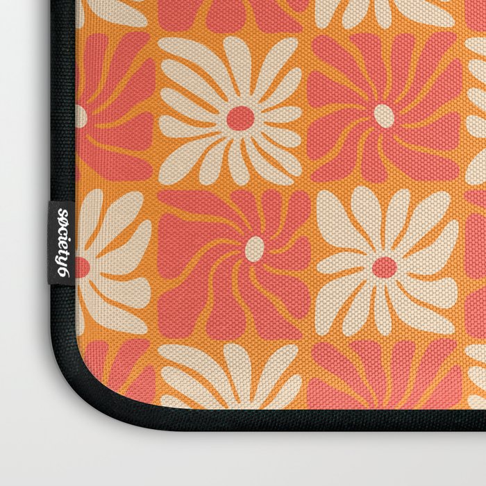Retro checkered flower art pattern Laptop Sleeve Gallery Image 3
