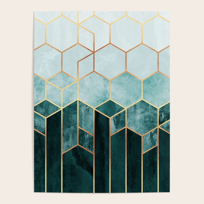 Teal Hexagons Poster Gallery Image 4