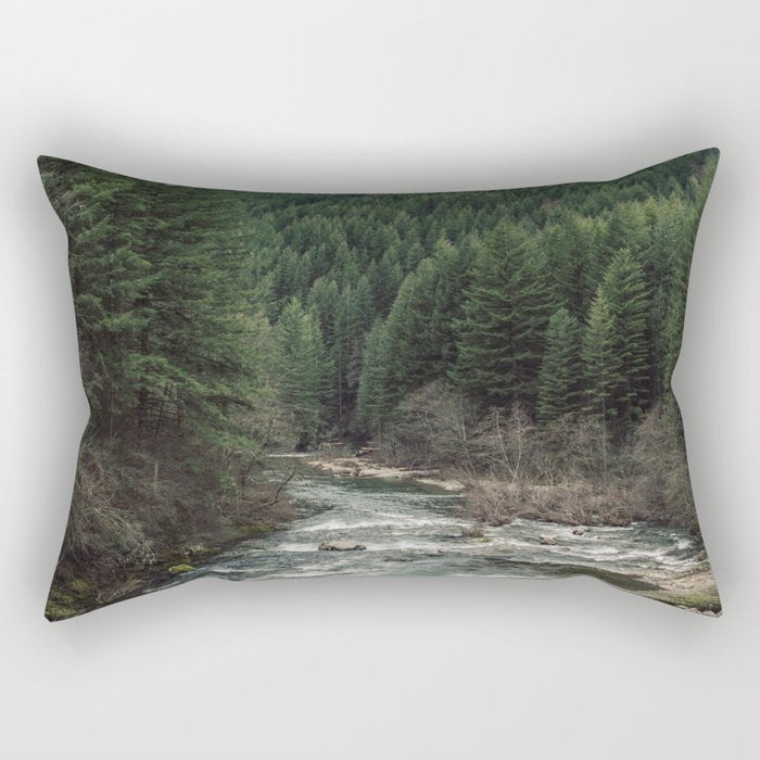 Adventure Forest River - Pacific Northwest Wanderlust Rectangular Pillow Gallery Image 2