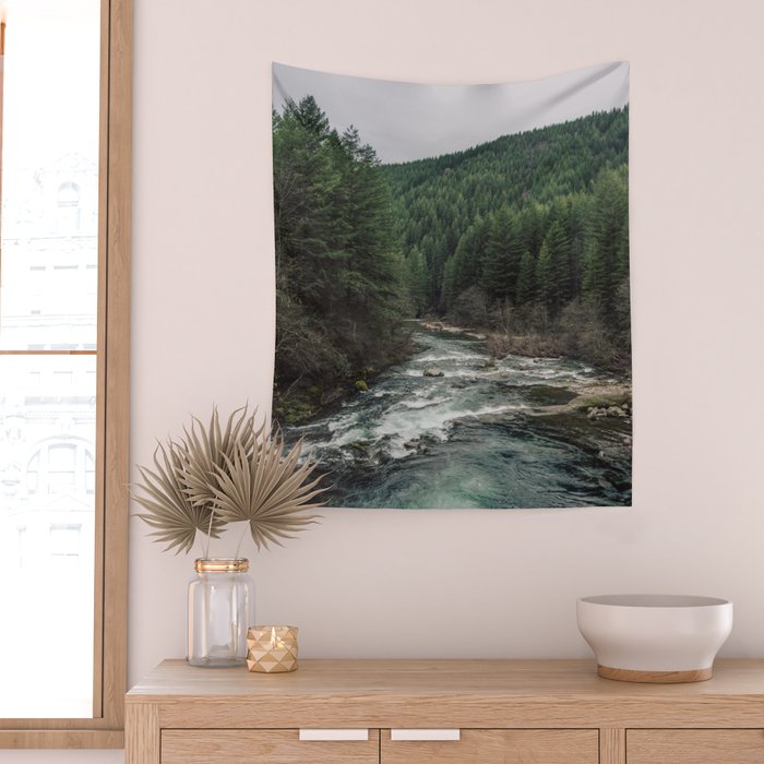 Adventure Forest River - Pacific Northwest Wanderlust Wall Tapestry Gallery Image 2