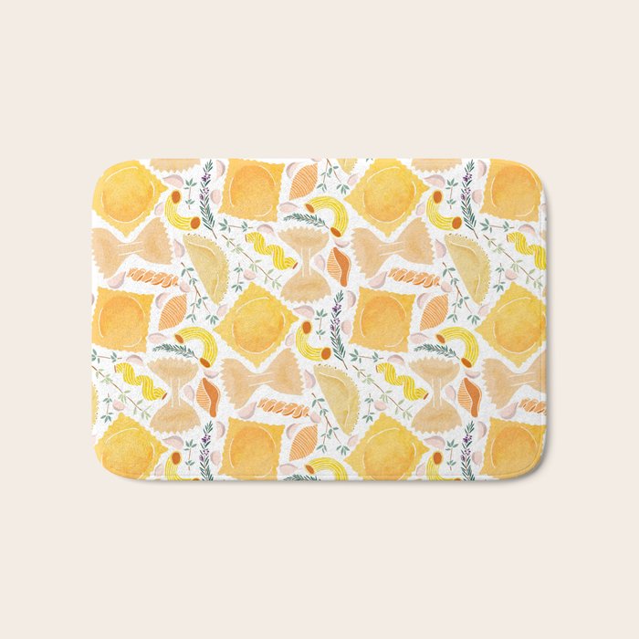 Pasta Pattern on White Bath Mat Gallery Image 1