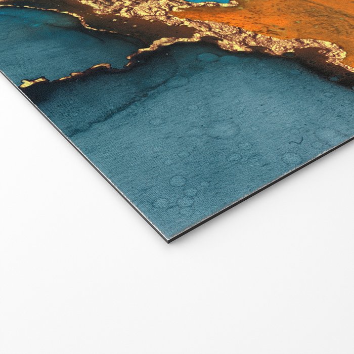 Abstract Blue And Gold Autumn Marble Welcome Mat Gallery Image 2