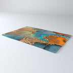 Abstract Blue And Gold Autumn Marble Rug Gallery Image 3