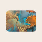 Abstract Blue And Gold Autumn Marble Bath Mat Gallery Image 1