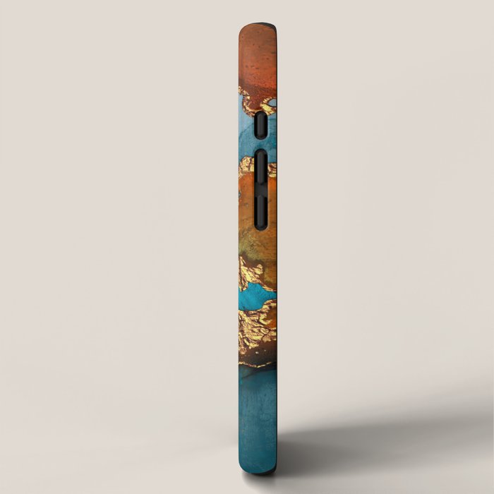 Abstract Blue And Gold Autumn Marble iPhone Case Gallery Image 2