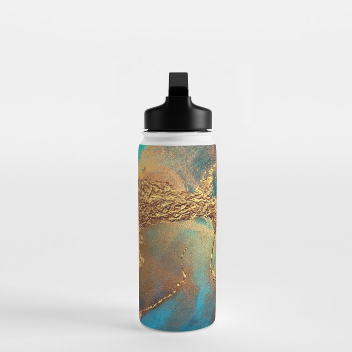 Abstract Blue And Gold Autumn Marble Water Bottle Gallery Image 3