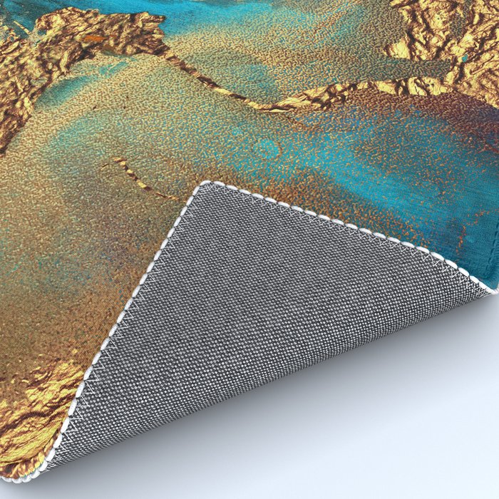 Abstract Blue And Gold Autumn Marble Rug Gallery Image 4