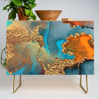 Abstract Blue And Gold Autumn Marble Credenza Gallery Image 1