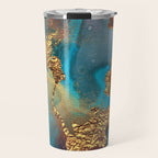 Abstract Blue And Gold Autumn Marble Travel Mug Gallery Image 1