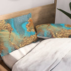Abstract Blue And Gold Autumn Marble Pillow Sham Gallery Image 2