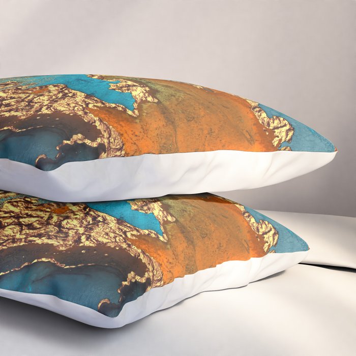 Abstract Blue And Gold Autumn Marble Pillow Sham Gallery Image 3