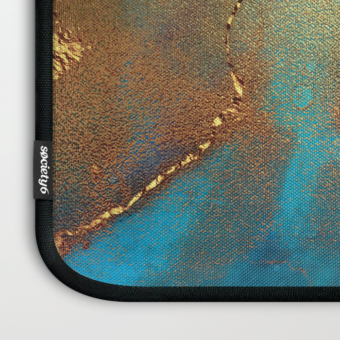 Abstract Blue And Gold Autumn Marble Laptop Sleeve Gallery Image 3